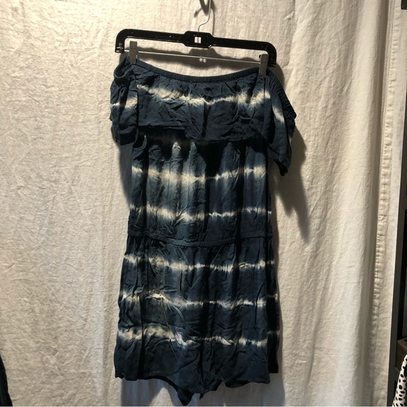 Aeropostale off the shoulder tie dye midnight blue elastic waist and shoulder L - Picture 2 of 8